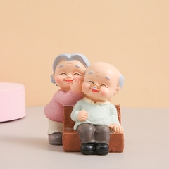 Cặp Ông Bà Phúc Lộc Mô Hình Mini Trang Trí Bánh Kem