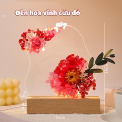 Quà tặng set đèn ngủ hoa khô vĩnh cửu tặng sinh nhật, tặng người yêu