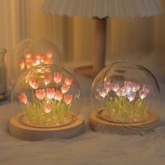 Quà tặng đèn ngủ DIY hoa tulip HỒNG, TÍM kèm túi đựng tặng sinh nhật, tặng người yêu