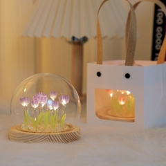 Quà tặng đèn ngủ DIY hoa tulip HỒNG, TÍM kèm túi đựng tặng sinh nhật, tặng người yêu