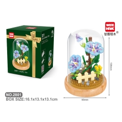 Quà tặng mô hình lắp ráp hoa dễ thương kèm lồng chụp và đế tặng sinh nhật, tặng người yêu