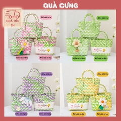 Túi xách tay, túi đan nhựa màu sắc xinh xắn phong cách đi biển, đi du lịch tặng bạn bè người yêu