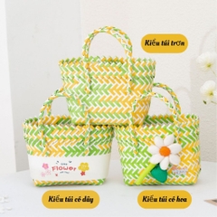Túi xách tay, túi đan nhựa màu sắc xinh xắn phong cách đi biển, đi du lịch tặng bạn bè người yêu