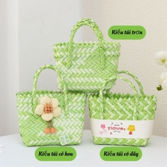 Túi xách tay, túi đan nhựa màu sắc xinh xắn phong cách đi biển, đi du lịch tặng bạn bè người yêu
