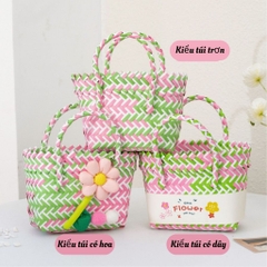 Túi xách tay, túi đan nhựa màu sắc xinh xắn phong cách đi biển, đi du lịch tặng bạn bè người yêu