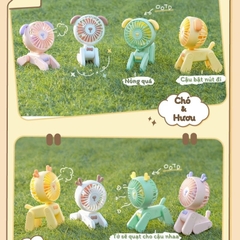 Quà tặng quạt tích điện mini hình chú Chó và Hươu dễ thương dành tặng bạn bè, người yêu