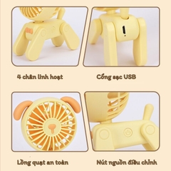 Quà tặng quạt tích điện mini hình chú Chó và Hươu dễ thương dành tặng bạn bè, người yêu