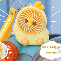 Quà tặng quạt tích điện mini Vịt con dễ thương kèm móc khóa cute cho bạn bè, người yêu