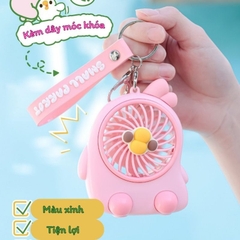 Quà tặng quạt tích điện mini Vịt con dễ thương kèm móc khóa cute cho bạn bè, người yêu