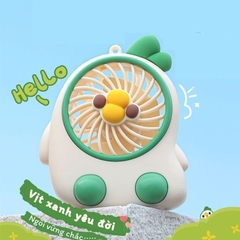 Quà tặng quạt tích điện mini Vịt con dễ thương kèm móc khóa cute cho bạn bè, người yêu