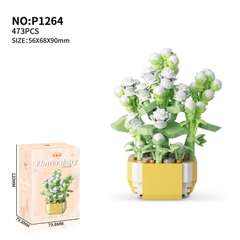 Quà tặng mô hình lắp ráp hoa dễ thương kèm lồng chụp và đế tặng sinh nhật, tặng người yêu