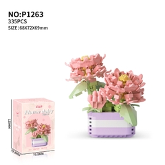 Quà tặng mô hình lắp ráp hoa dễ thương kèm lồng chụp và đế tặng sinh nhật, tặng người yêu