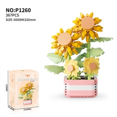 Quà tặng mô hình lắp ráp hoa dễ thương kèm lồng chụp và đế tặng sinh nhật, tặng người yêu