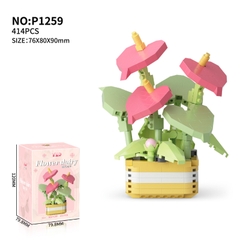 Quà tặng mô hình lắp ráp hoa dễ thương kèm lồng chụp và đế tặng sinh nhật, tặng người yêu