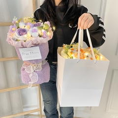 [HỎA TỐC] Quà tặng bó hoa Len vải Bông kèm túi đựng và đèn nháy tặng sinh nhật, tặng người yêu