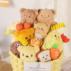 Quà tặng Bó Hoa Gấu bông vàng dễ thương 2 size kèm túi đựng và đèn nháy tặng người yêu, sinh nhật