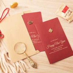 Set Thiệp TẾT gồm Bao thư, Thiệp đính charm và Giấy viết xinh xắn