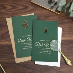 Set Thiệp BEST WISH xanh gồm Bao thư, Thiệp đính charm và Giấy viết xinh xắn