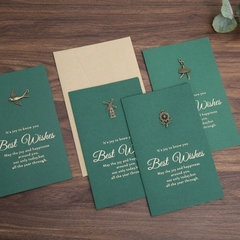 Set Thiệp BEST WISH xanh gồm Bao thư, Thiệp đính charm và Giấy viết xinh xắn