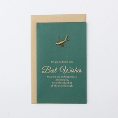 Set Thiệp BEST WISH xanh gồm Bao thư, Thiệp đính charm và Giấy viết xinh xắn