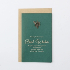 Set Thiệp BEST WISH xanh gồm Bao thư, Thiệp đính charm và Giấy viết xinh xắn