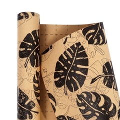 Giấy gói quà kraft vintage hoạ tiết lá Bắc Âu độc đáo, sang trọng