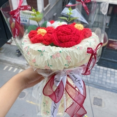 Quà tặng Bó hoa len và nơ xinh xắn kèm Túi đựng và Card hoa tặng bạn bè, người yêu