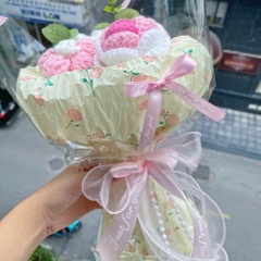 Quà tặng Bó hoa len và nơ xinh xắn kèm Túi đựng và Card hoa tặng bạn bè, người yêu