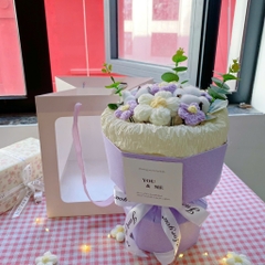 [HỎA TỐC] Quà tặng Bó hoa len Tròn dễ thương kèm Túi vuông đựng dành tặng bạn bè, người yêu