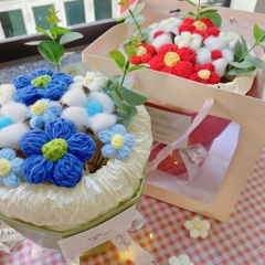 [HỎA TỐC] Quà tặng Bó hoa len Tròn dễ thương kèm Túi vuông đựng dành tặng bạn bè, người yêu