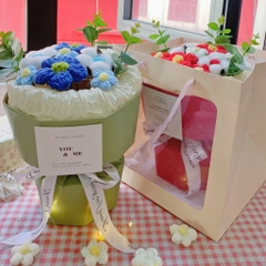 [HỎA TỐC] Quà tặng Bó hoa len Tròn dễ thương kèm Túi vuông đựng dành tặng bạn bè, người yêu
