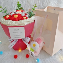 [HỎA TỐC] Quà tặng Bó hoa len Tròn dễ thương kèm Túi vuông đựng dành tặng bạn bè, người yêu