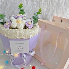 [HỎA TỐC] Quà tặng Bó hoa len Tròn dễ thương kèm Túi vuông đựng dành tặng bạn bè, người yêu