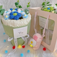 [HỎA TỐC] Quà tặng Bó hoa len Tròn dễ thương kèm Túi vuông đựng dành tặng bạn bè, người yêu