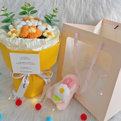 [HỎA TỐC] Quà tặng Bó hoa len Tròn dễ thương kèm Túi vuông đựng dành tặng bạn bè, người yêu