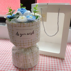 Quà tặng bó hoa len mini vải dạ Tweed kèm túi đựng và thiệp tặng sinh nhật, tặng người yêu