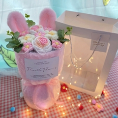 Quà tặng Bó hoa len tai thỏ kèm túi đựng và đèn nháy tặng sinh nhật, tặng người yêu