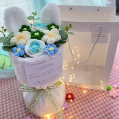 Quà tặng Bó hoa len tai thỏ kèm túi đựng và đèn nháy tặng sinh nhật, tặng người yêu