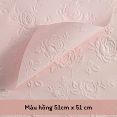 Giấy gói hoa, gói quà họa tiết hoa hồng in nổi dày dặn, xinh xắn
