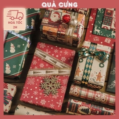 Set 6 tờ giấy gói giáng sinh, giấy gói quà noel xinh xắn dễ thương