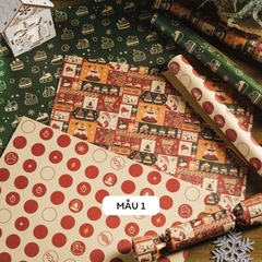 Set 6 tờ giấy gói giáng sinh, giấy gói quà noel xinh xắn dễ thương