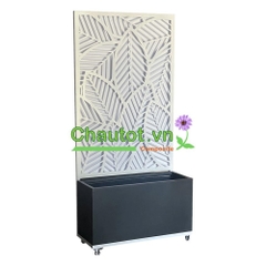 Chậu Composite Chữ Nhật kèm Vách Deco & Bánh Xe BAOBINH – CT2074