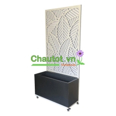 Chậu Composite Chữ Nhật kèm Vách Deco & Bánh Xe BAOBINH – CT2074