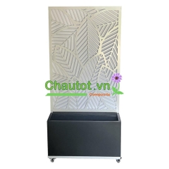Chậu Composite Chữ Nhật kèm Vách Deco & Bánh Xe BAOBINH – CT2074