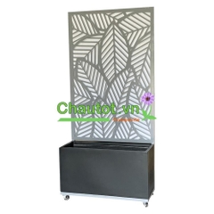 Chậu Composite Chữ Nhật kèm Vách Deco & Bánh Xe BAOBINH – CT2074