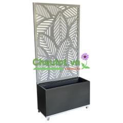 Chậu Composite Chữ Nhật kèm Vách Deco & Bánh Xe BAOBINH – CT2074