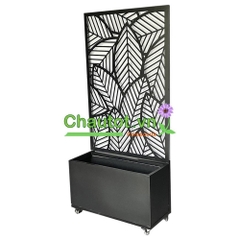 Chậu Composite Chữ Nhật kèm Vách Deco & Bánh Xe BAOBINH – CT2074