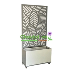Chậu Composite Chữ Nhật kèm Vách Deco & Bánh Xe BAOBINH – CT2074