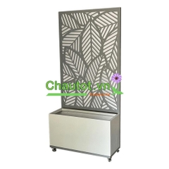 Chậu Composite Chữ Nhật kèm Vách Deco & Bánh Xe BAOBINH – CT2074