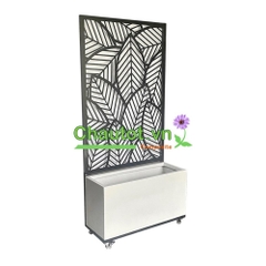 Chậu Composite Chữ Nhật kèm Vách Deco & Bánh Xe BAOBINH – CT2074